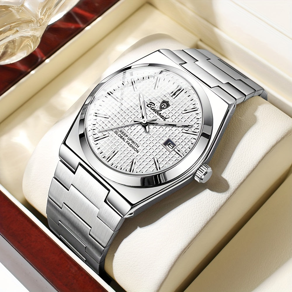 BINBOND Men's Classic Waterproof Quartz Watch with Stainless Steel Band, Luminous Dial & Date Feature - Perfect for Business or Casual Wear, Cool And Handsome Style