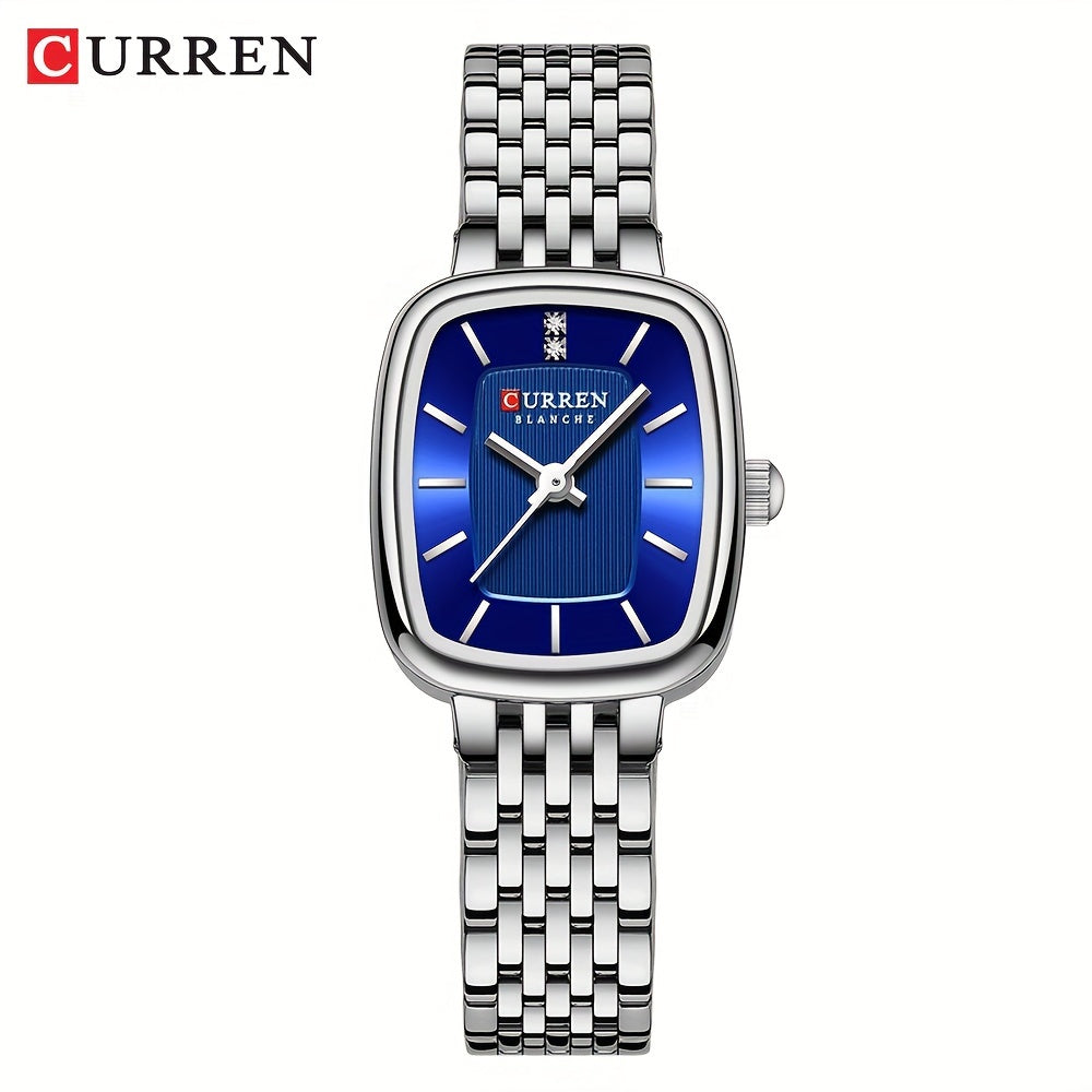 CURREN Women's Watch Original Brand Stainless Steel Strap New Square Subdial Fashionable Casual Business Quartz Analog