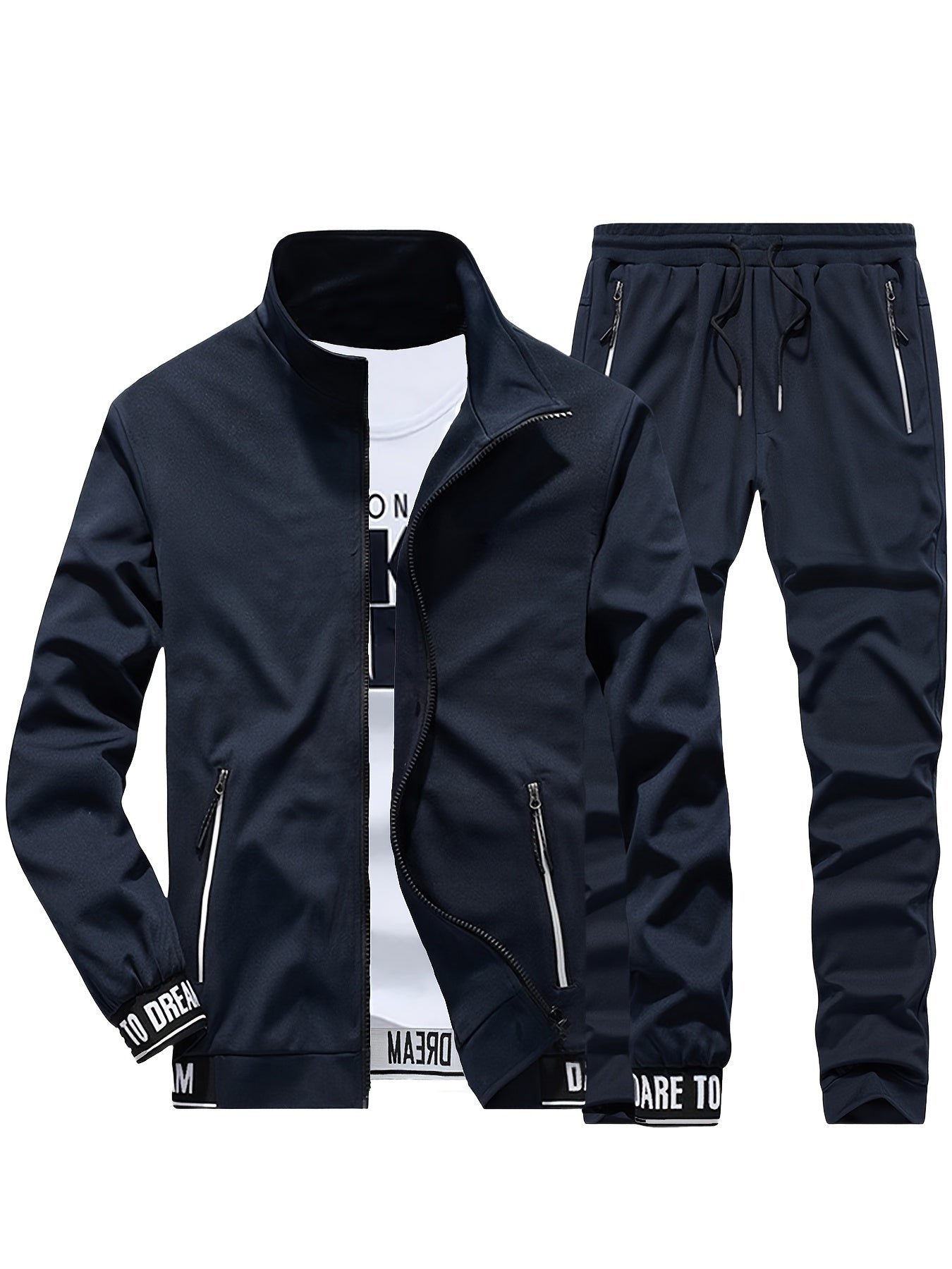 Spring and Autumn Men's Stand Collar Sports Casual Pants Suit