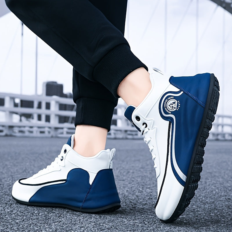 Men'S Fashion Classic Sneakers, Low Top Lace-up Athletic Shoes, Shock Absorbing Breathable Running Shoes, Durable Thick Sole Skateboard Shoes, Solid Color Graphic Design, Round Toe, Faux Upper/Sole, Fabric Inner, EVA Insole f