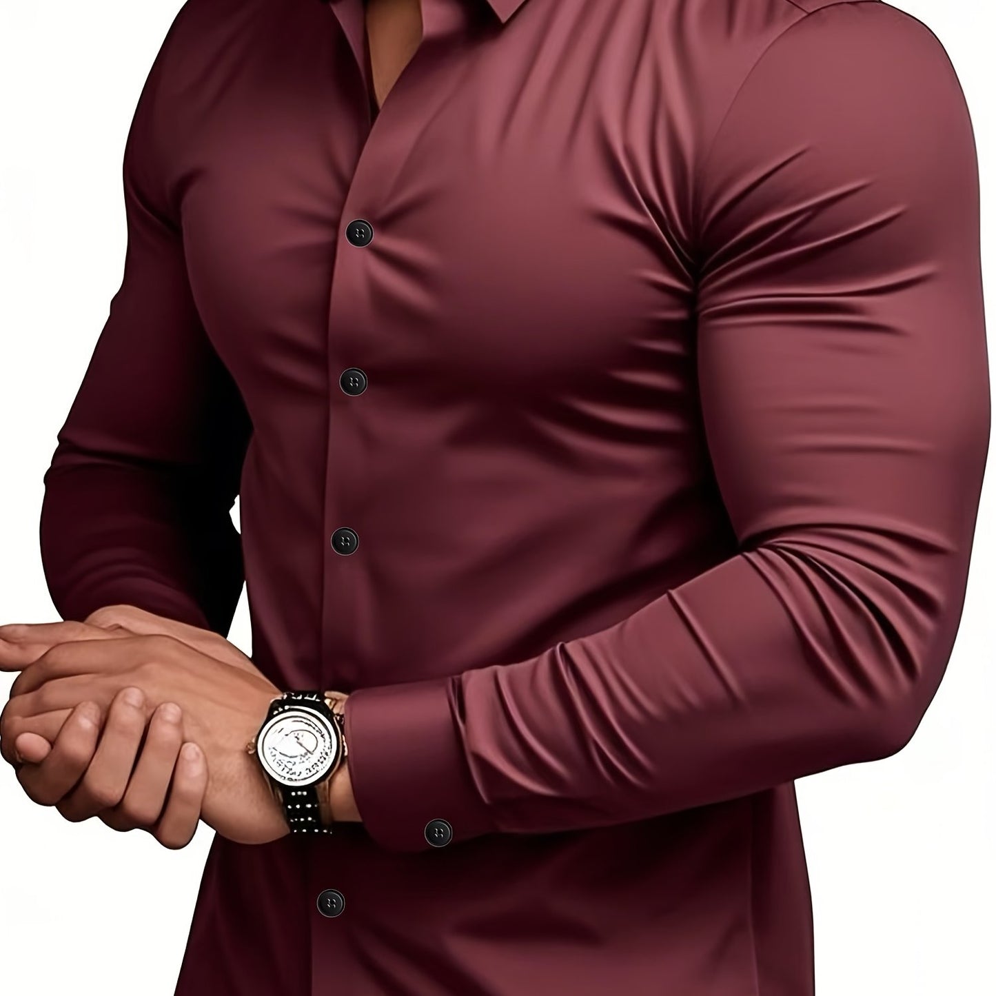 Men's Classic Solid Color Long Sleeve Dress Shirt - Regular Fit Point Collar, Non-Stretch Fabric for Office, Business & Casual Wear, All-Season Versatile Wardrobe Staple, Everyday Comfort, Sleek Appearance, Easycare Material