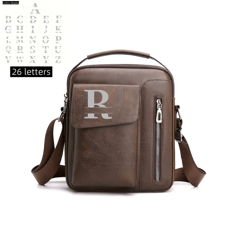 Personalized 26-Letter Men's Shoulder Bag DIY Casual Business Crossbody Vertical Handbag Christmas Father's Day Valentine's Day Thanksgiving Gift