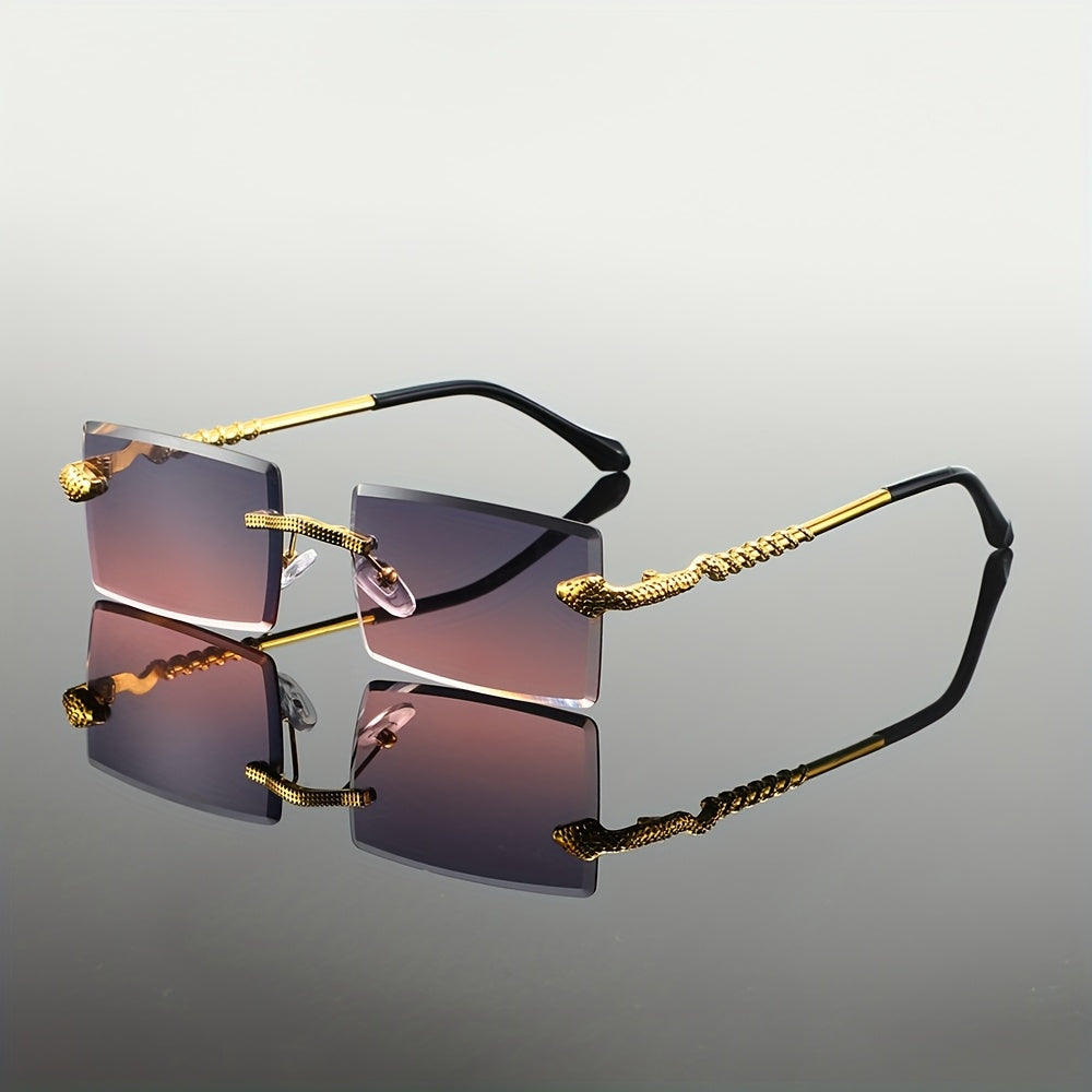 Stylish Unisex Frameless Fashion Glasses with PC Lens & Metal Frame - Rectangular Fashion Eyewear for Women & Men, Perfect for Weddings, Parties, Photography, Shopping, Party Accessories, Chic Eyewear, Elegant Design, Wedding