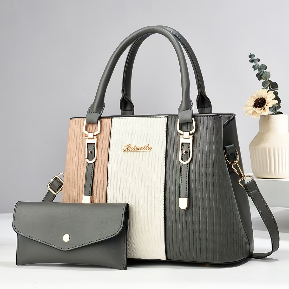 Stylish And Versatile Women'S Bag, Large Capacity Mom Bag, Simple Letter Texture, Color Matching, Handbag, Multi Set, Set, Thank You for The Gift, Give to Your Girlfriend