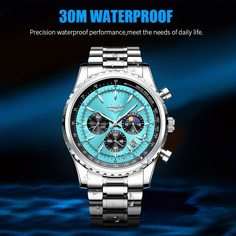 LIGE Top Brand Luxury New Quartz Watch for Women, Luminous Fashion Timepiece for Ladies, Date Chronograph Sports Wristwatch, Men'S Watch