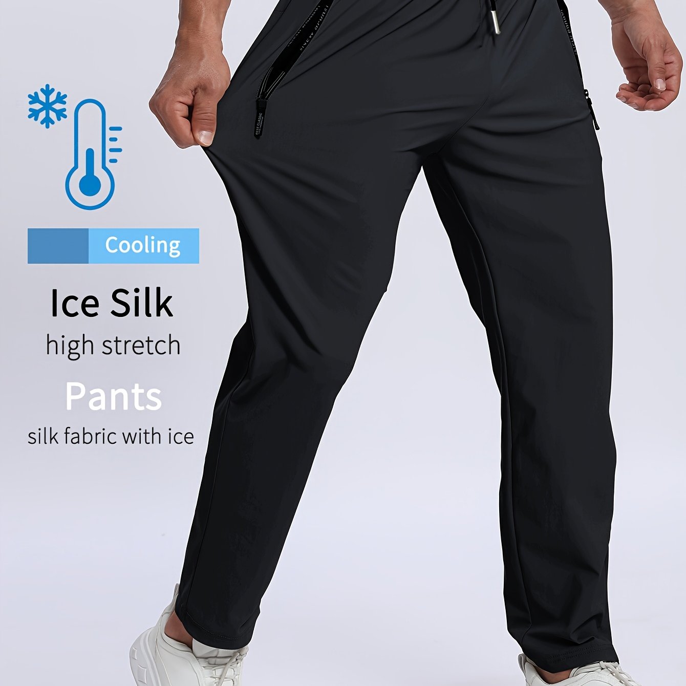 Men's sports trousers that absorb moisture and sweat, keep you dry and breathable, with pockets and drawstrings, zipper details, soft and comfortable soft-touch Men's jogging pants, lightweight and durable sports trousers, cl