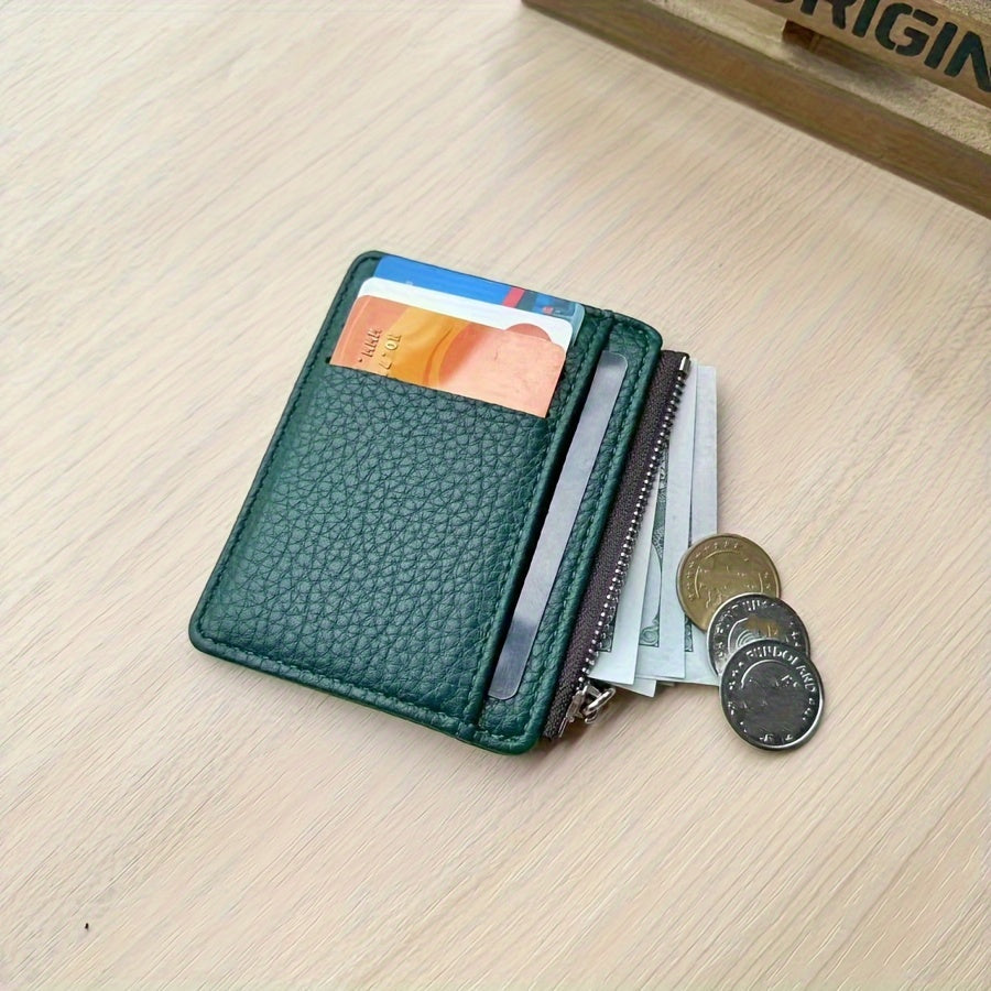 Sleek Minimalist Men's Faux Leather Wallet - Ultra-Thin, Portable Credit Card Holder with Zipper Coin Purse - Perfect for Birthday & Father's Day Gifts