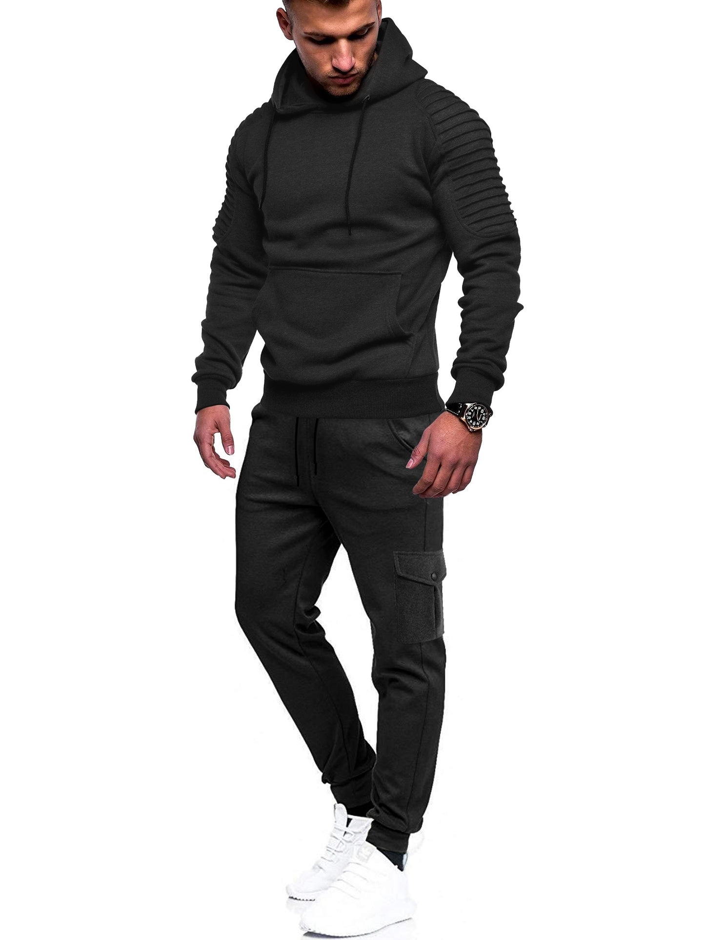 Men's Tracksuit 2 Piece Pullover Hoodie Sweatsuit Sets Casual Jogging Athletic Suits With Drawstring