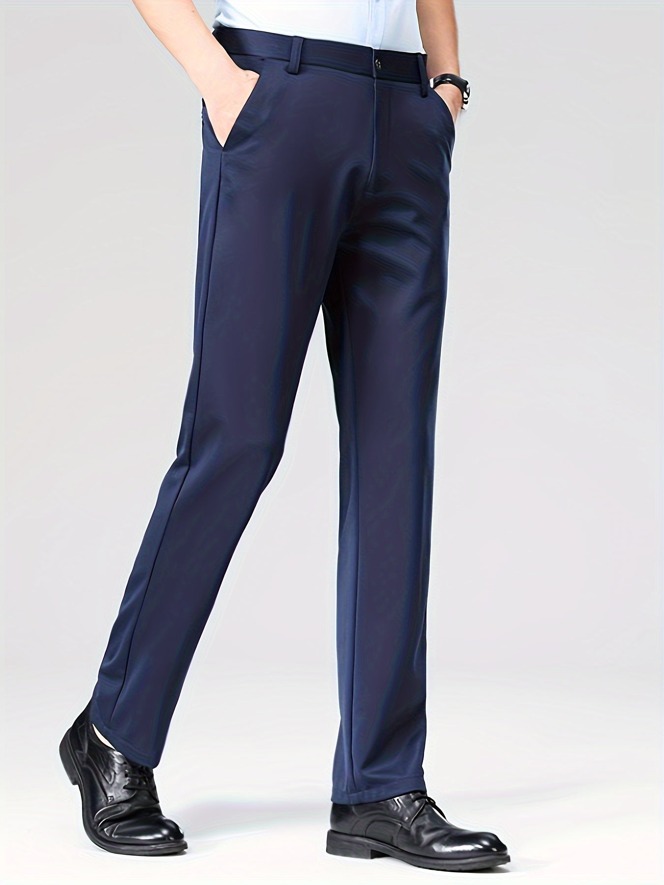 Men's Casual Straight Leg Pants, Chic Business Style Versatile Trousers for Daily Wear