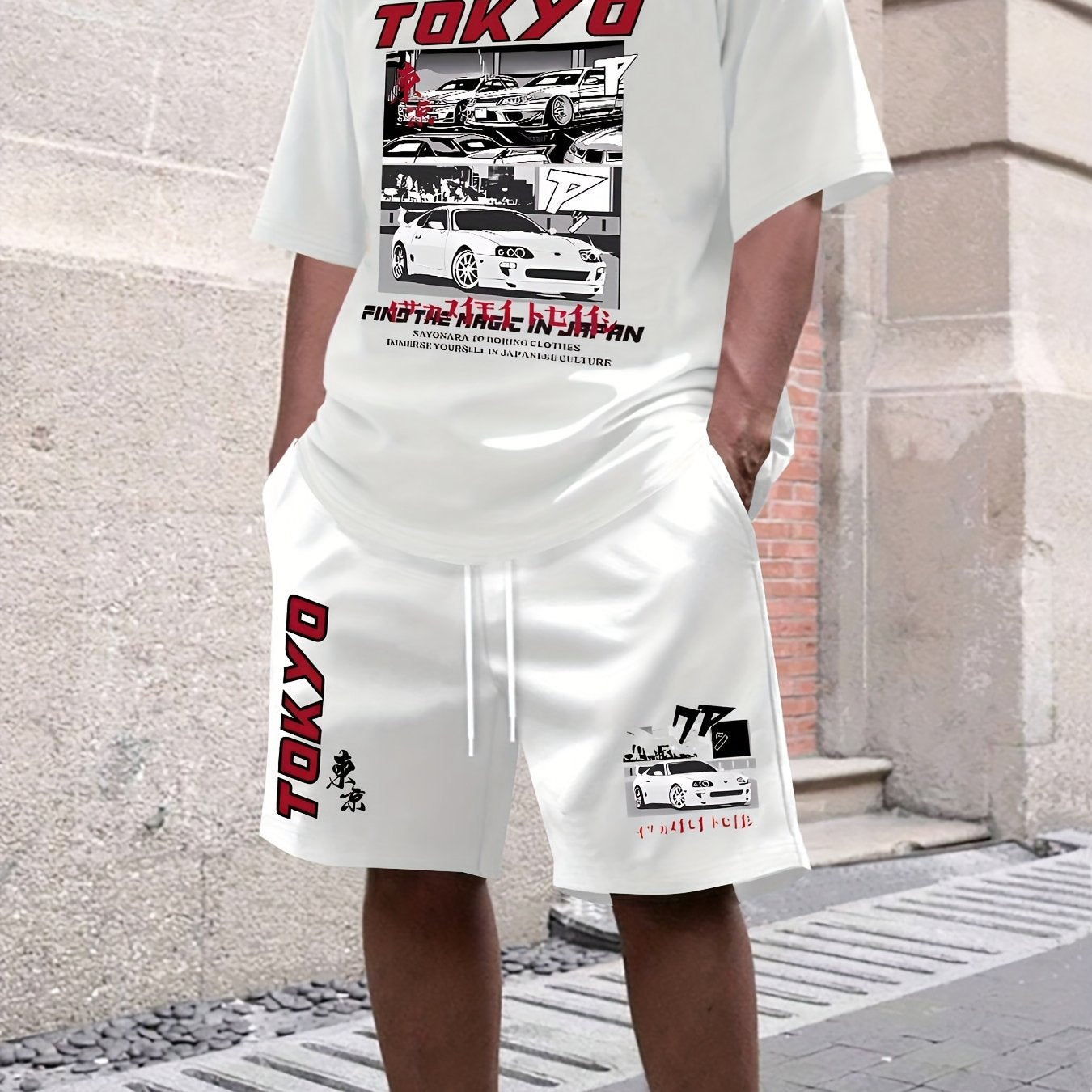 Men's suit short sleeve T-shirt and shorts