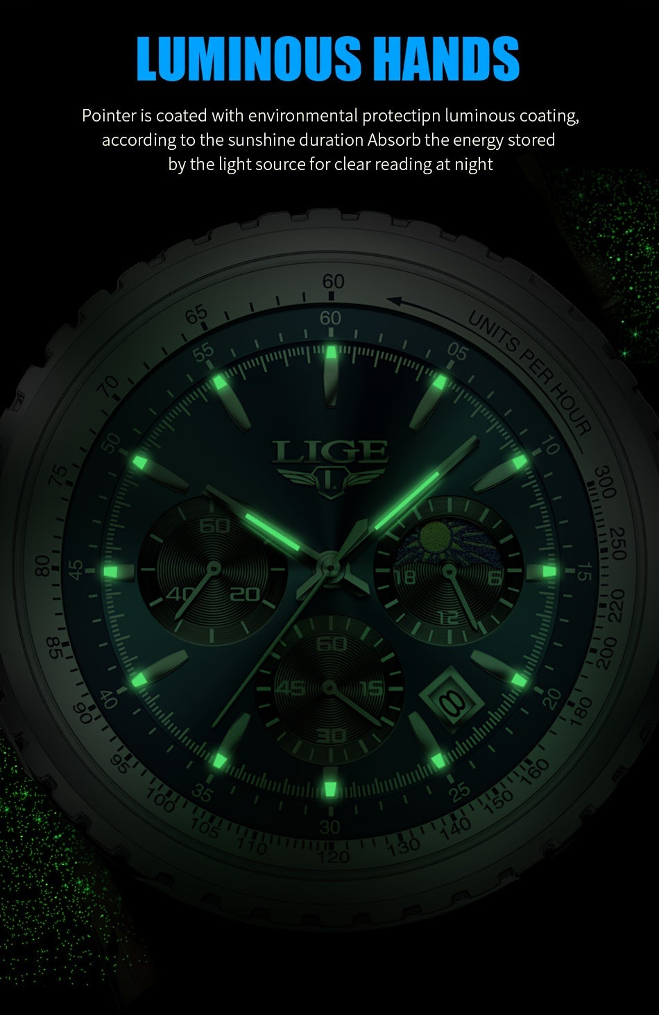 LIGE Top Brand Luxury New Quartz Watch for Women, Luminous Fashion Timepiece for Ladies, Date Chronograph Sports Wristwatch, Men'S Watch