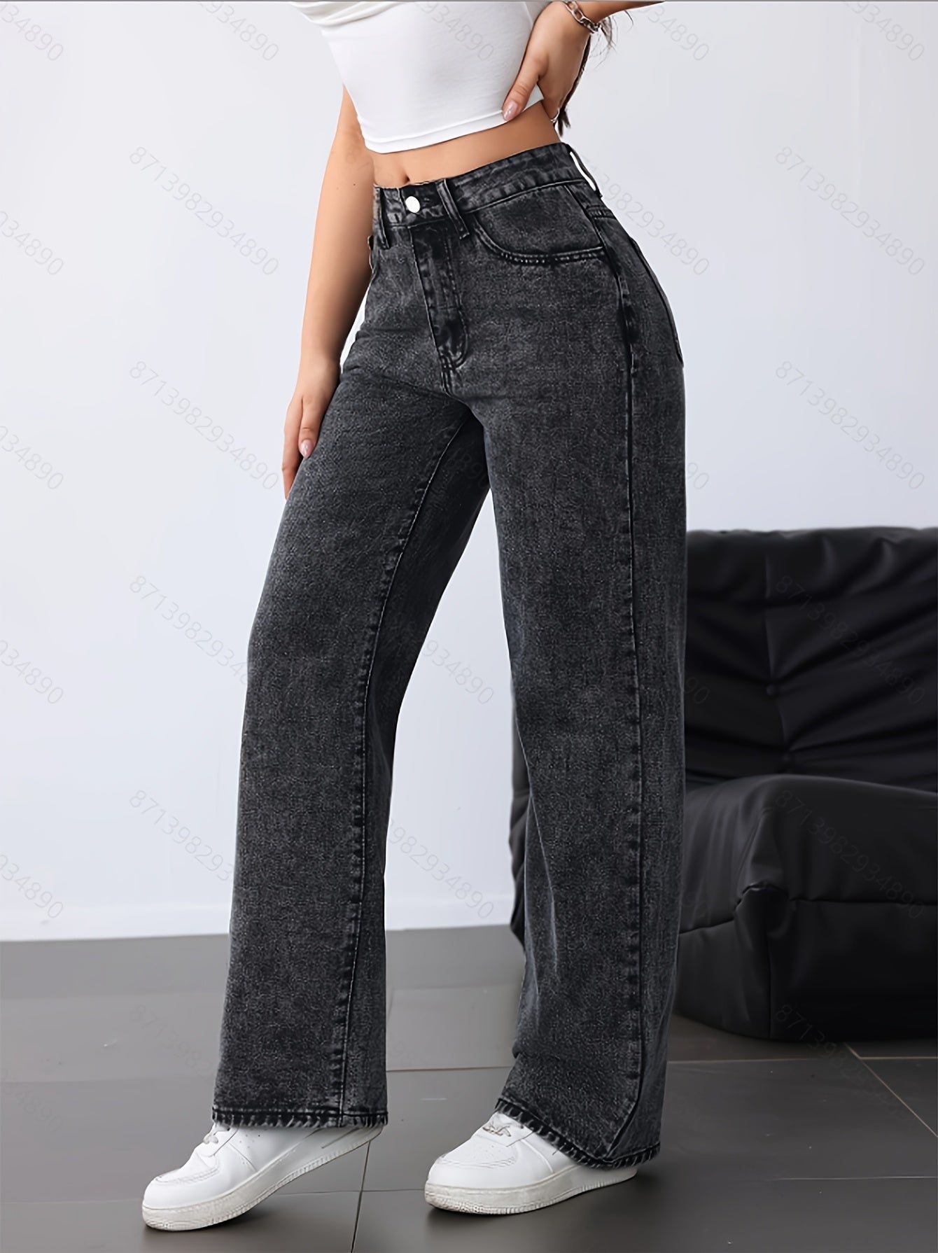 Loose Straight Leg Jeans, Casual Versatile Denim Pants For Women, Women's Clothing & Denim