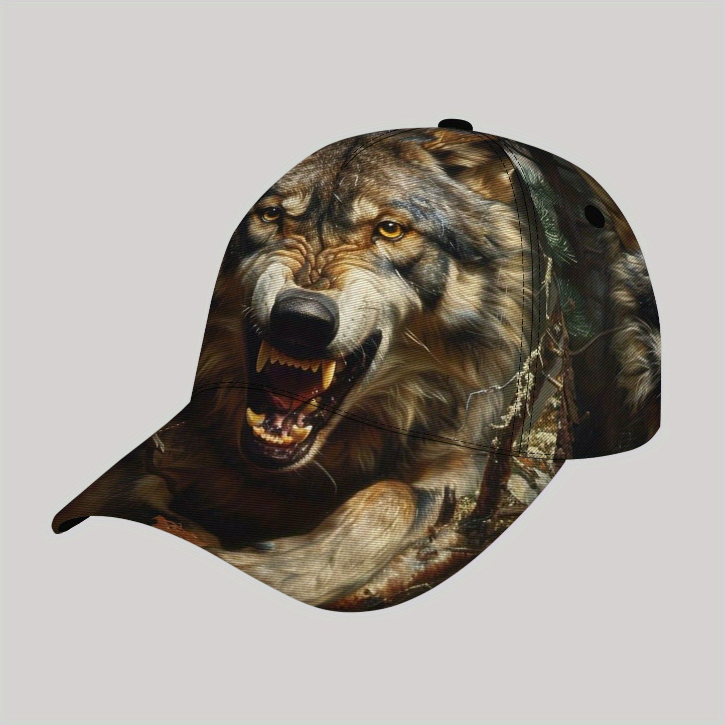 CUTEHSJ Men's Lightweight Adjustable Baseball Cap with Wolf Graphic Print - Fantasy Hip-Hop Style Sun Hat for Beach, Fishing & Outdoor Activities, Vacation Hat, Casual Headgear, Durable Fabric Cap