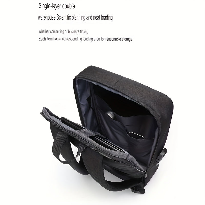 Durable Build, Business Style Laptop Backpack with Anti-Theft Design, Adjustable Shoulder Straps, Multiple Compartments, Zipper Closure & PVC Lining - Black, Secure Laptop Storage | Sleek Backpack Design | Sturdy Zipper Closu