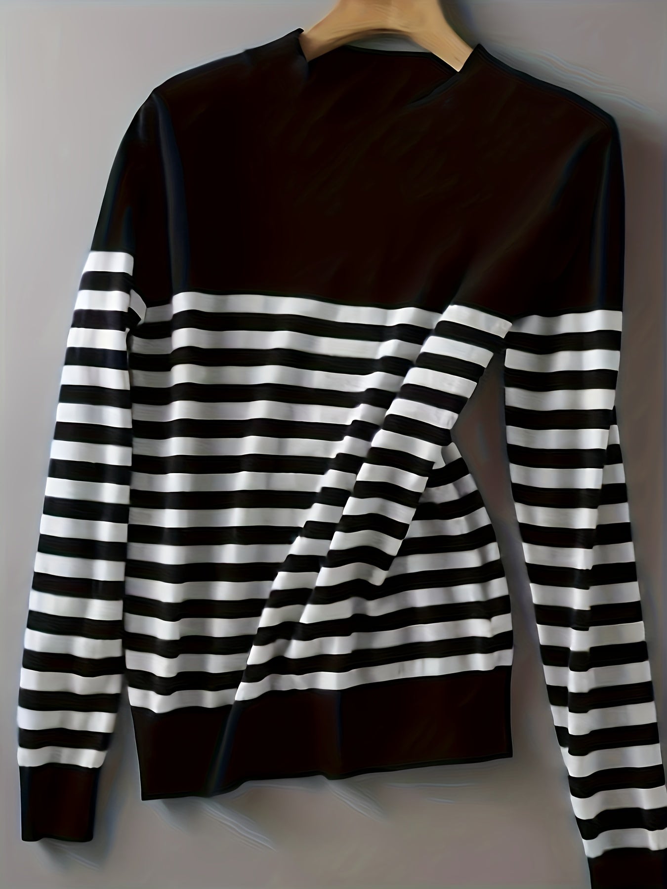 Striped Crew Neck Pullover Sweater, Casual Long Sleeve Versatile Sweater, Women's Clothing