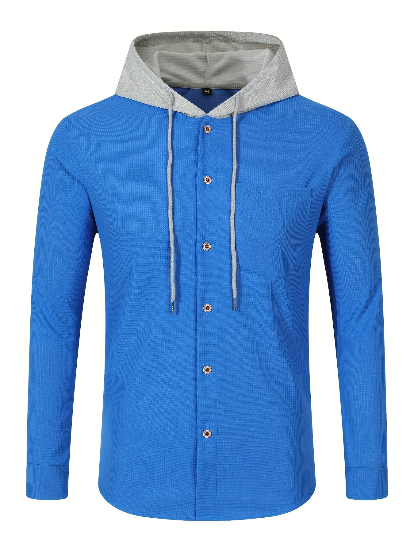 New Long Sleeve Buttoned Hooded Jacket and Rope Pants Set for Spring and Autumn, Waffle Solid Classic Men's Sports 2pcs Sports Suit - Sports Suit for Outdoor Sports Enthusiasts, Breathable and Comfortable