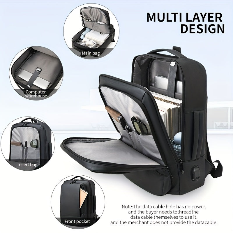 39.62 cm Laptop Backpack for Men & Women - Business Travel Anti-Theft Durable Computer Bag with Adjustable Shoulder Straps, Multiple Compartments & Padded Design, Black