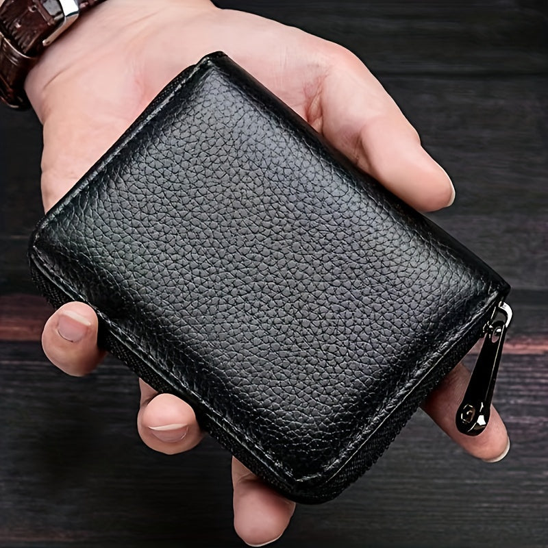 1pc Men's Anti-theft Accordion Card Holder, Multi-functional Zipper Small Wallet, Suitable For Office Workers