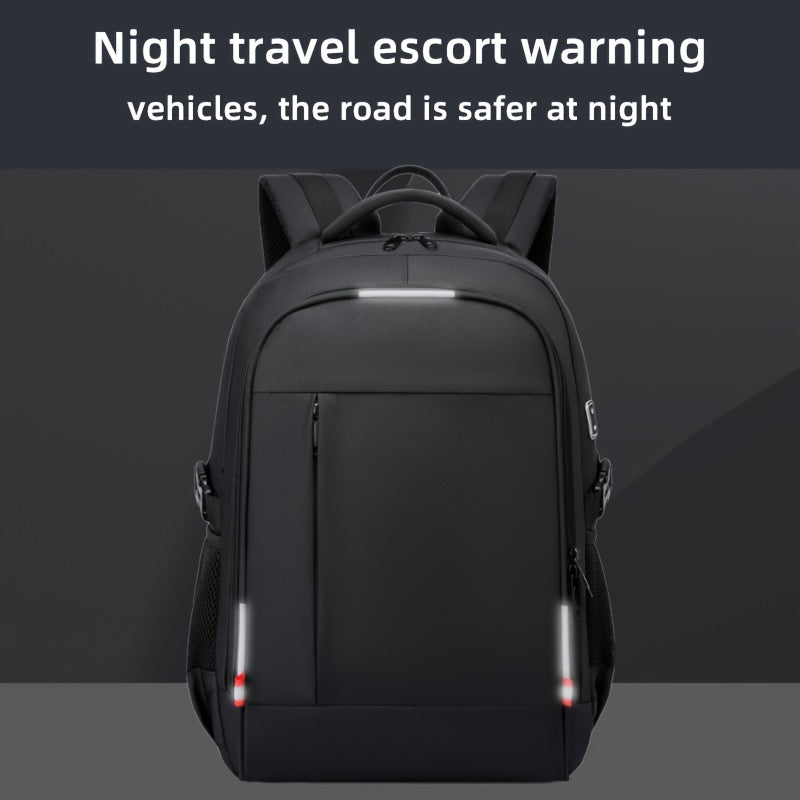 A Spacious, Minimalist, Lightweight, And Breathable Backpack Made of Oxford Cloth, Suitable for a 15.6-Inch Laptop. It Features a Luminous Safety Logo, Making It Ideal for Business Travel for Both Men And Women, As Well As fo