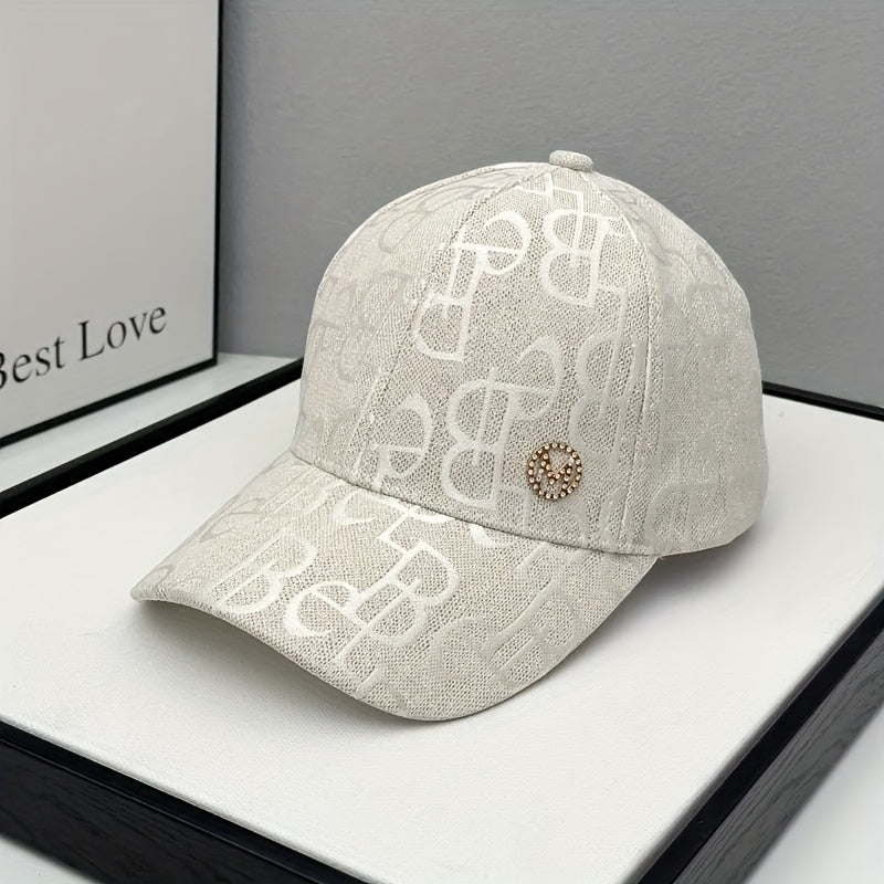 Women'S Adjustable Baseball Cap - Lightweight, Embroidered Jacquard Design, Sun Hat for Spring & Summer, Casual Fashion Trend, Daily Use, Holiday Theme, Adjustable Size