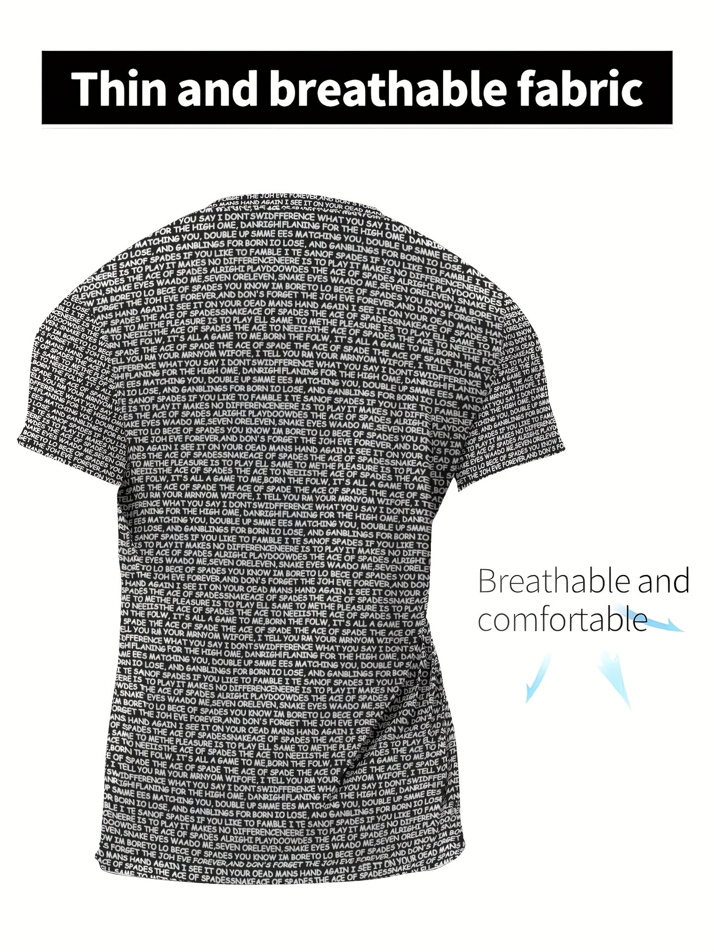 Lucky T-Shirt Men's Classic Geometric Long Sleeve T-Shirt - Tear-resistant, high-stretch, knitted fabric - Suitable for sports, training, yoga, running, hiking and casual wear