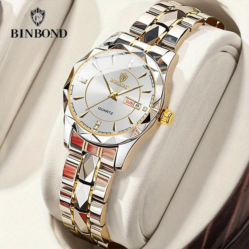 BINBOND Luxury Fashion Calendar Waterproof Women's Quartz Watch