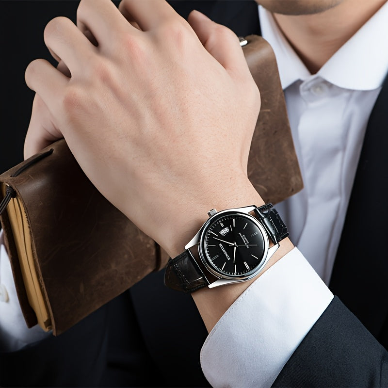 1pc New Fashion Stainless Steel Trendy High-end Atmosphere Luxury Elegant Business Travel Vacation Simple Versatile Men'S and Women'S Quartz Watch with Date