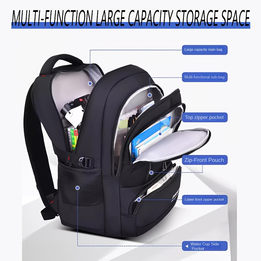 1pc DUO BAO High-Quality Knapsack - Stylish Gray & Black Backpack with 6 Large Compartments, Durable Oxford Fabric, Ideal for School, Travel, and Fitness, Casual Style, Travel Backpack | Stylish Backpack | Durable Backpack