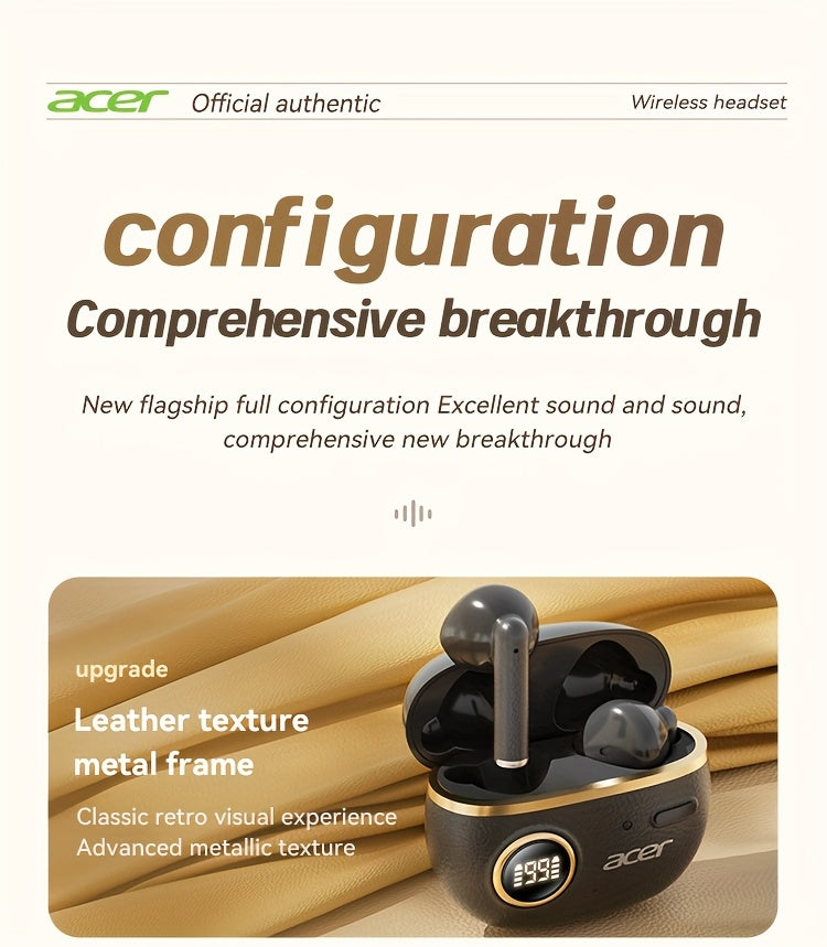 ACER TWS Wireless Earbuds with Deep Bass & Noise Cancellation, Long-Lasting Comfort, HIFI Sound, Touch Controls, Fast Delivery, Compatible with Phones/Tablets/Laptops, Ideal for Running, Music, Business, and More, Wireless Ea