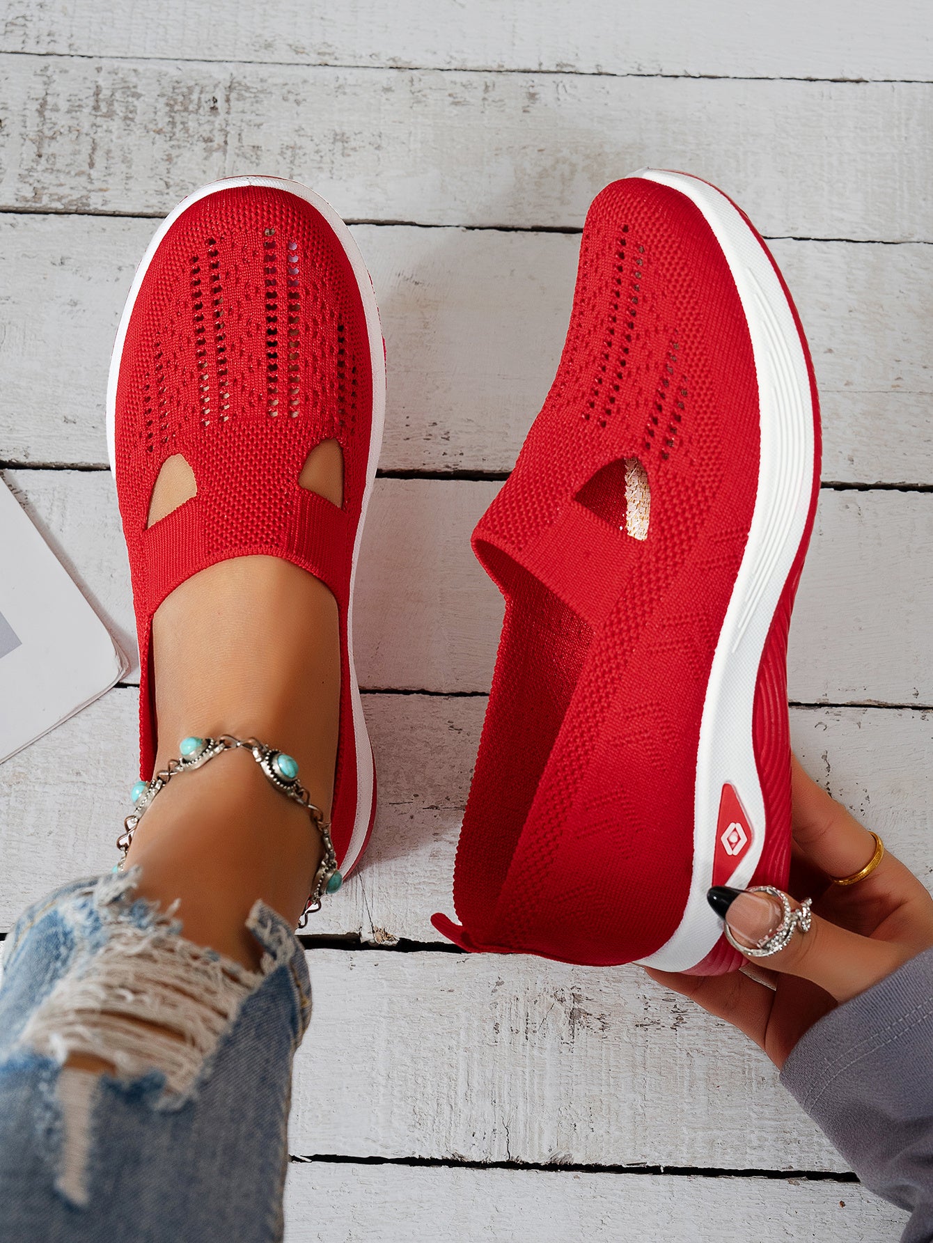 MZMQS Women's Breathable Mesh Slip-On Sneakers - Lightweight & Comfortable Walking Shoes with Rubber Sole and Fabric Insole - Versatile All-Season Footwear in Multiple Colors - Hand Washable, MZMQS