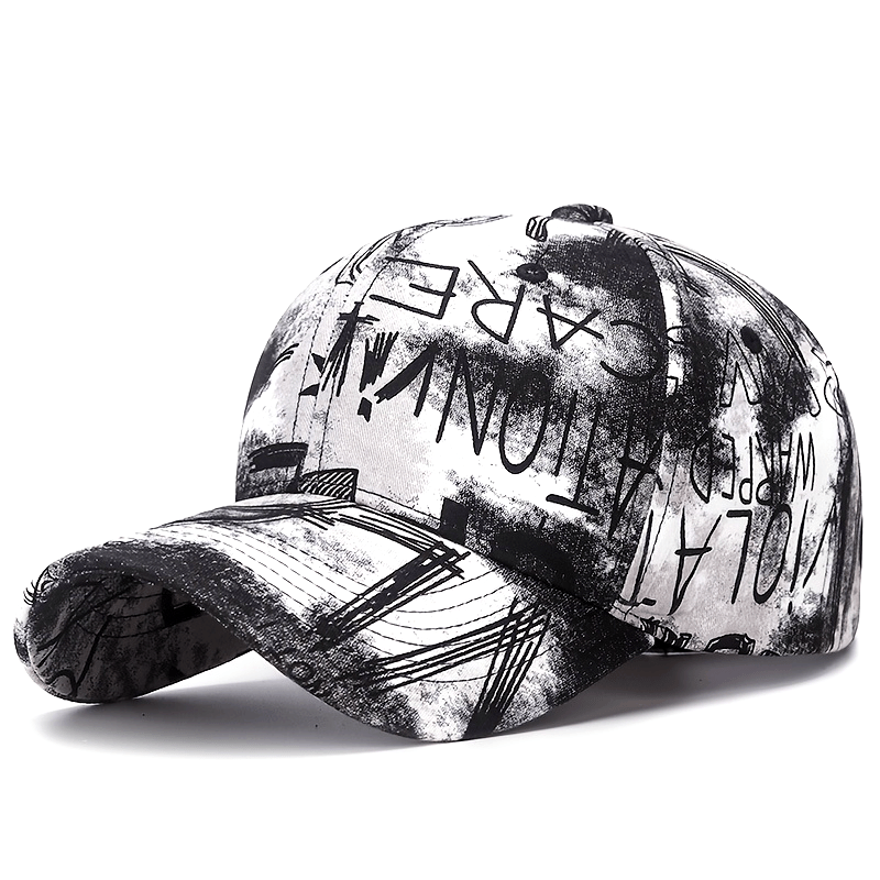 Graffiti Floral Fabric Baseball Cap for Both Men And Women, a Trendy Streetwear Sunshade Hat.
