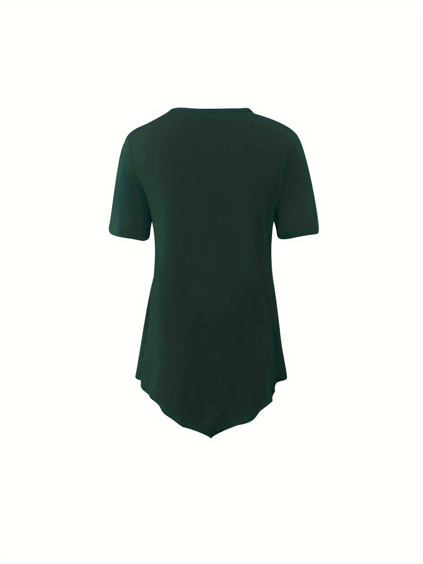 Asymmetrical Hem Crew Neck T-shirt, Short Sleeve Casual Top For Summer & Spring, Women's Clothing
