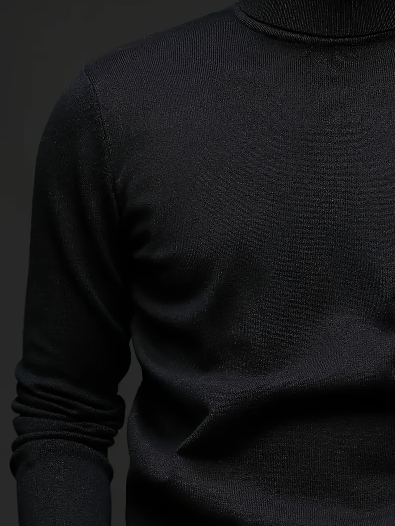 Men's Sleek Light Blue Turtleneck Sweater - Casual Knit Pullover with Ribbed Cuffs, Long Sleeves for Fall/Winter, Soft Viscose Blend