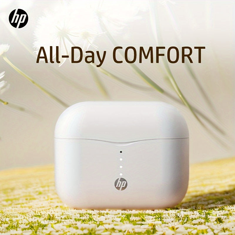 HP True Wireless ականջակալներ, թեթև ականջակալներ ներկառուցված միկրոֆոնով, որոնք ապահովում են հիանալի ձայն և երկար հեռավորության վրա կապ, լիցքավորման պատյանով - հարմար են և՛ iPhone-ի, և՛ Android սարքերի համար։