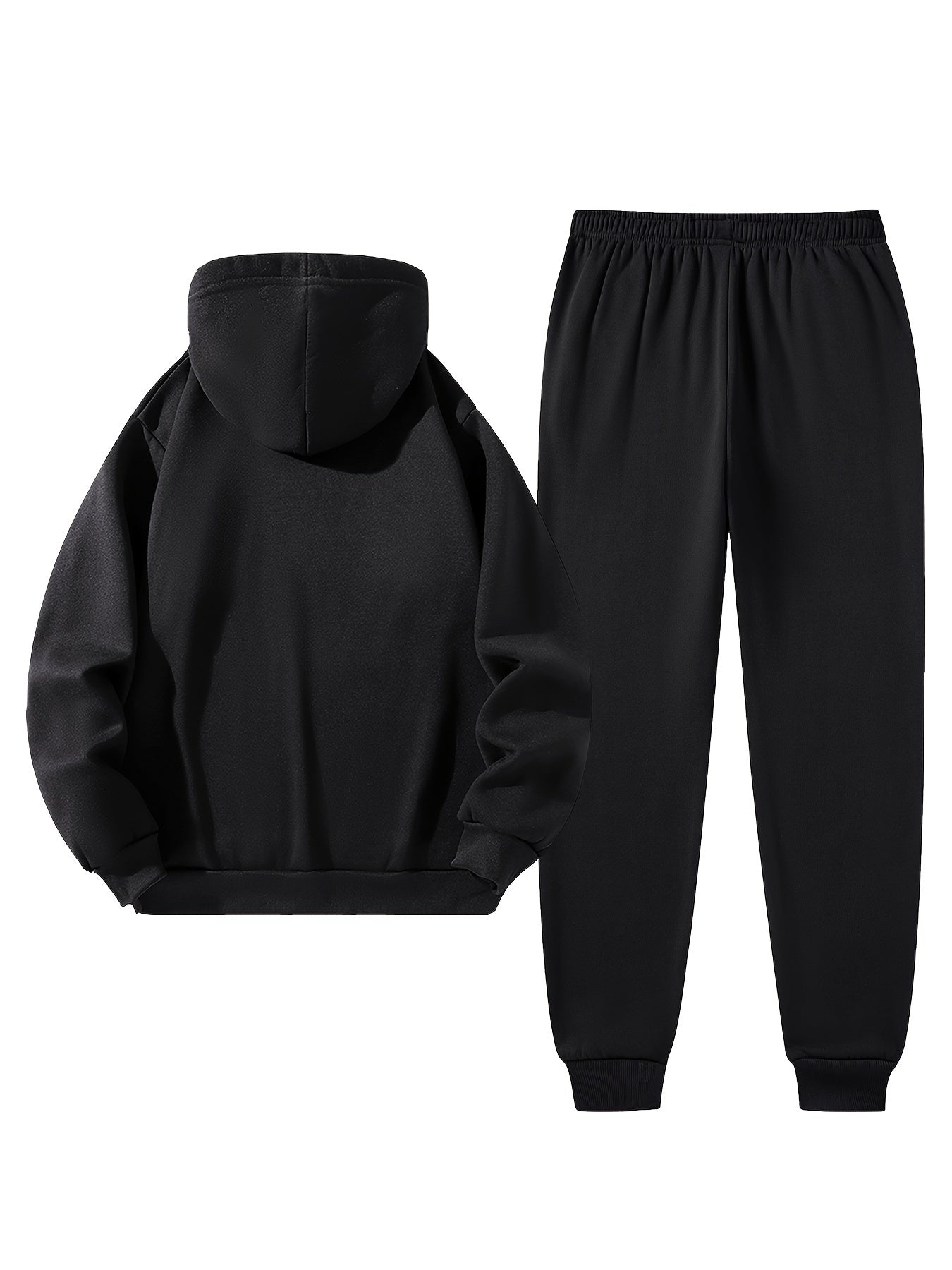 Men's Hoodie and Drawstring Sweatpants Set with PARIS Letter Print