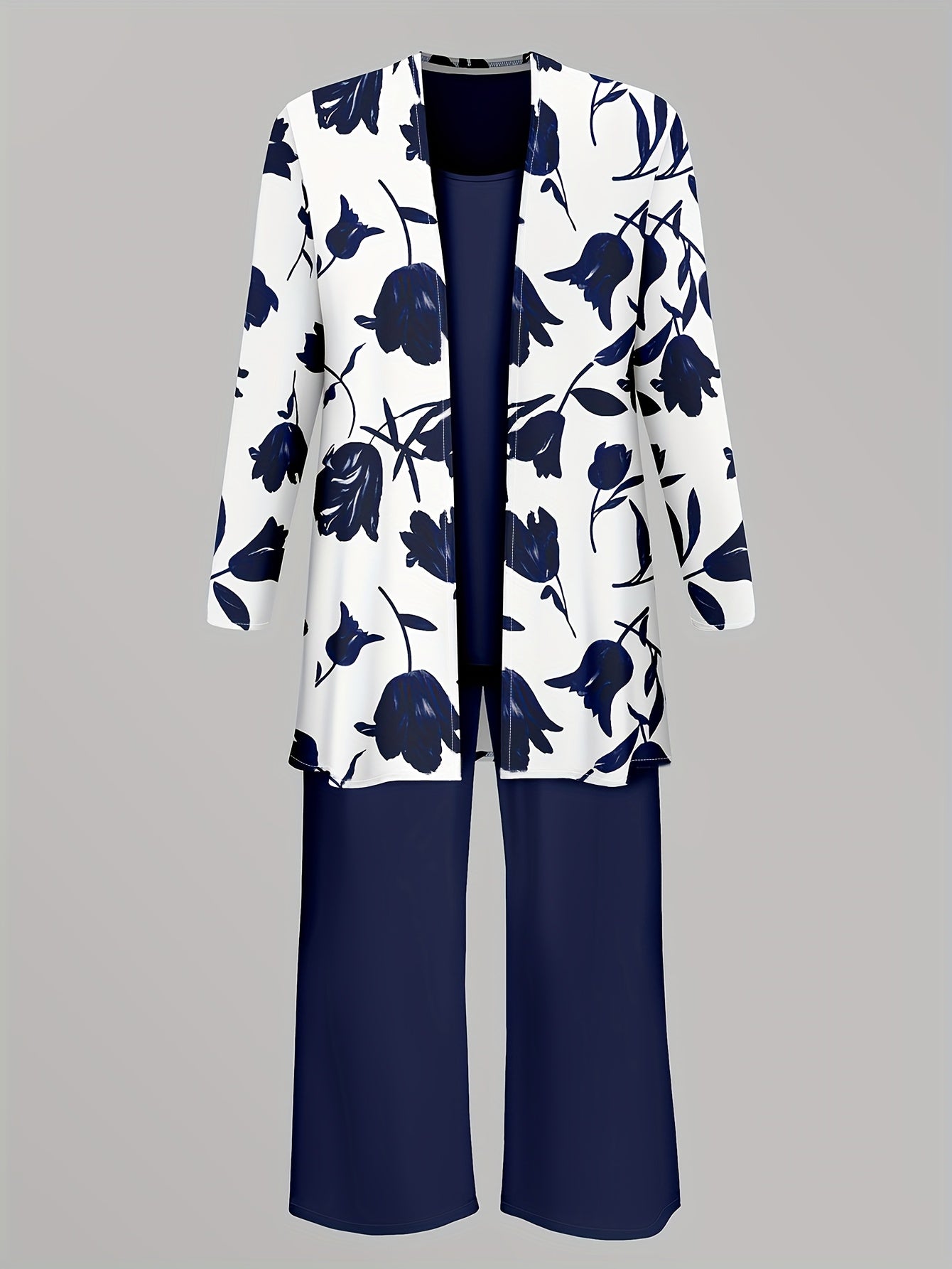 New Fashionable Elegant Simple Casual Women'S Printed Shirt Pants Jacket Set Three-Piece