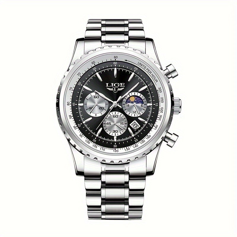 LIGE Top Brand Luxury New Quartz Watch for Women, Luminous Fashion Timepiece for Ladies, Date Chronograph Sports Wristwatch, Men'S Watch