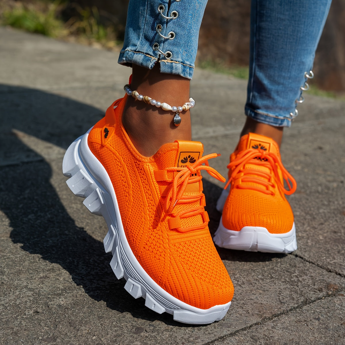 Women'S Breathable Knit Sneakers - Lightweight, Comfortable Low-Top Running Shoes with Soft Sole for All Seasons