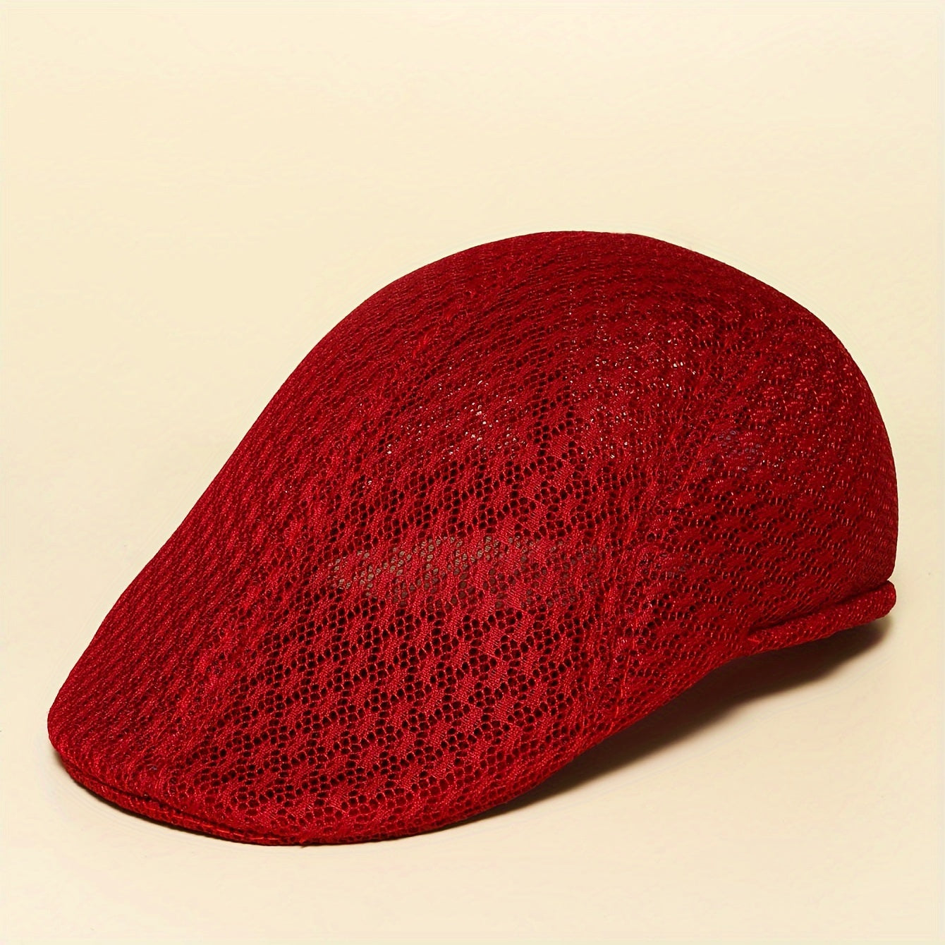 Lightweight Breathable Mesh Beret Hat - Adjustable, Solid Black, Funky Style Polyester Painter Cap for Outdoor Activities
