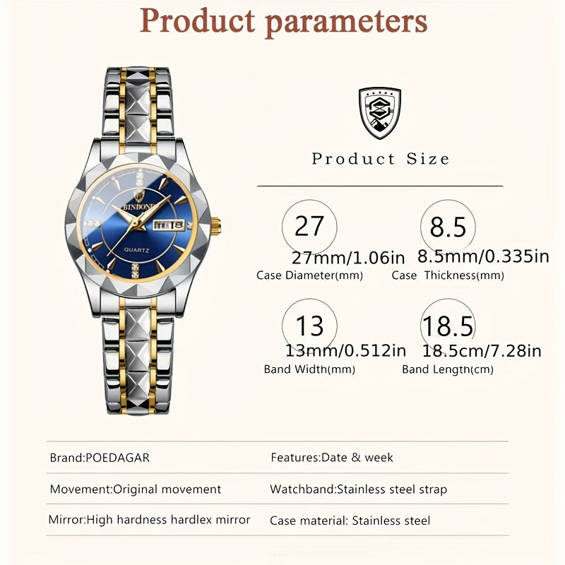 Women's Casual Luxury Simple Luminous Calendar Quartz Watch