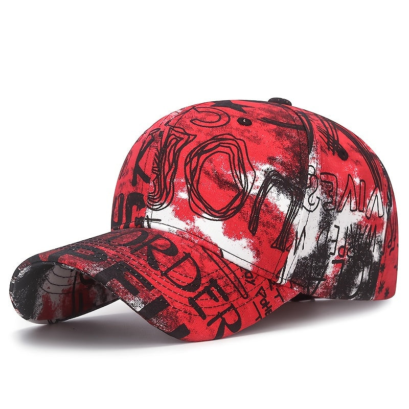 Graffiti Floral Fabric Baseball Cap for Both Men And Women, a Trendy Streetwear Sunshade Hat.