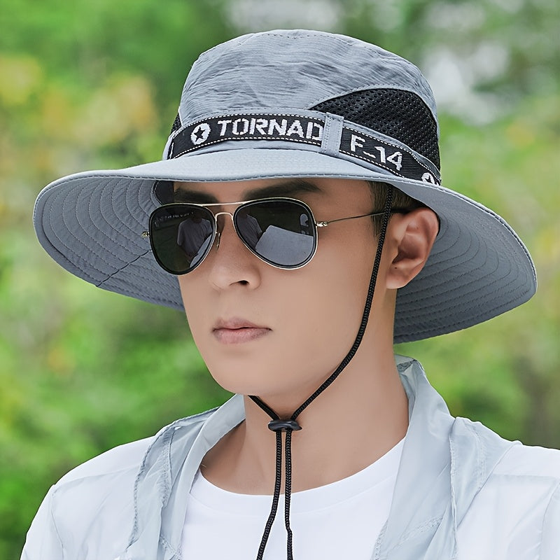 Men'S Black "TORNADO F-35.56cm Bucket Hat with Adjustable Strap - Stylish Outdoor Sun Protection, Ideal for Fishing, Hiking, and Summer Activities, Outdoor Sun Protection|Adjustable Headgear|Polyester Hat