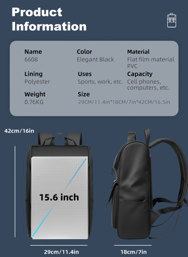 Men'S Stylish Large Capacity Commuter Backpack - Black Oxford Fabric, Durable with Multiple Compartments and Adjustable Straps, Ideal for Office, Student, University, School, Travel, Commute, Travel Backpack | Casual Style Ba