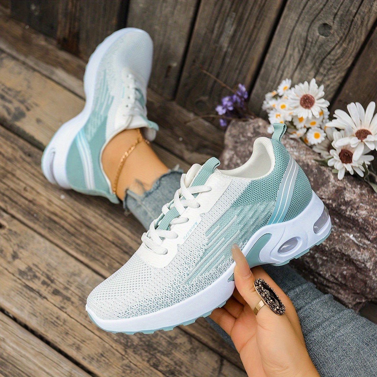 Breathable Mesh Women's Sneakers - Lightweight Soft Sole Lace-Up Low-Top Shoes with Cushioned PVC Sole for Running, Gym, Work & Travel - All-Season Comfort in Black, White, Light Blue, Pink, Grey, Ladies Sneakers, Gym Footwea