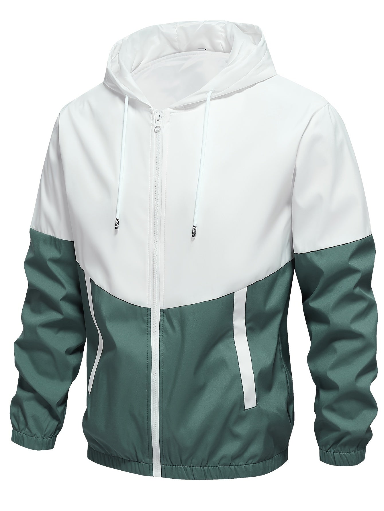 Men's Casual Sports Set, Spring/Autumn Hooded Jacket And Pants, 2-Piece Stylish Athletic Suit, Youth Fashion Trend, Color Block Design