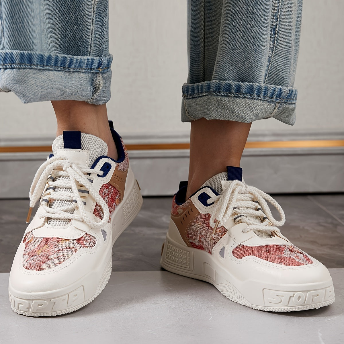 Men's Trendy All-Season Sneakers - Breathable, Non-Slip Casual & Sport Shoes with Thick Platform Sole, Lace-Up Design, Fashion Sneakers