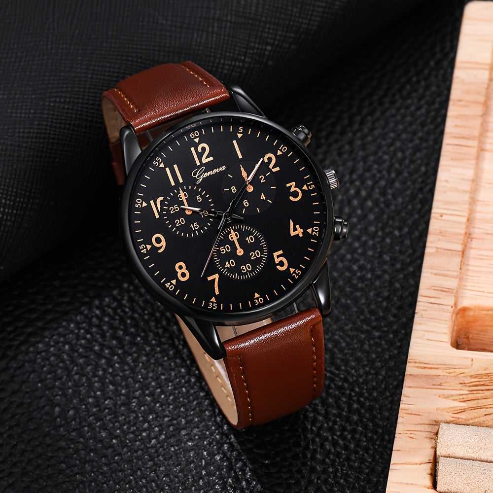 Men'S Basic Round Dial Quartz Watch with Bracelet