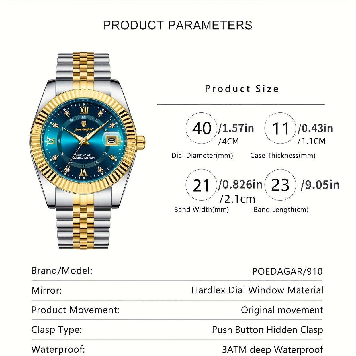 POEDAGAR Men's And Women's Calendar Luxury Sports Watch Waterproof Luminous Date Men's And Women's Watch Quartz Stainless Steel Men's And Women's Brand Watch