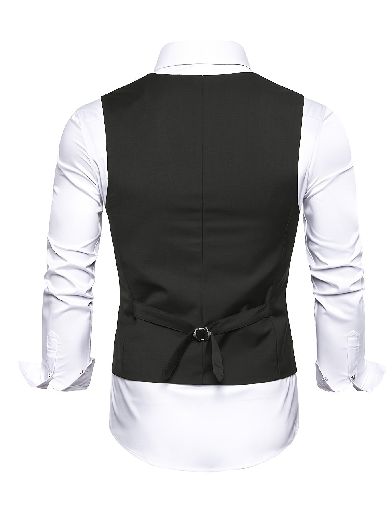 Men'S 3pcs Suit Set, Solid Color Polyester 78.90% Viscose 21.10% Non-Stretch Fabric, Regular Fit Long Sleeve Lapel Collar, Button Detail, Woven Wedding Party Business Casual Suit with Vest, Shirt, and Pants