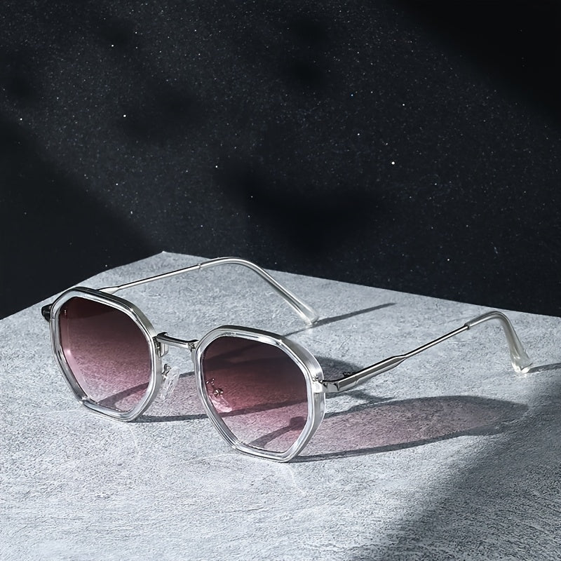 West Scenery Unisex Geometric Fashion Glasses - Metal Frame, PC Lenses, Gradient Tinting, Lightweight & Stylish for All Fashion Styles, Casual Eyewear|Modern Eyewear|Durable Eyeglasses